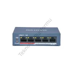 Hikvision DS-3E0105P-E/M  4 Port 10/100 RJ-45 Girişli 4 Port 35W PoE ve +1 Port 10/100 RJ-45 Uplink Yönetilmeyen Switch