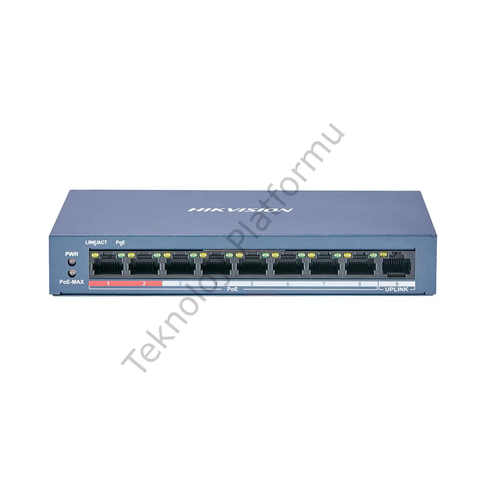 Hikvision DS-3E0109P-E/M  8 Port 10/100 RJ-45 Girişli 8 Port 80W PoE ve +1 Port 10/100 RJ-45 Uplink Yönetilmeyen Switch