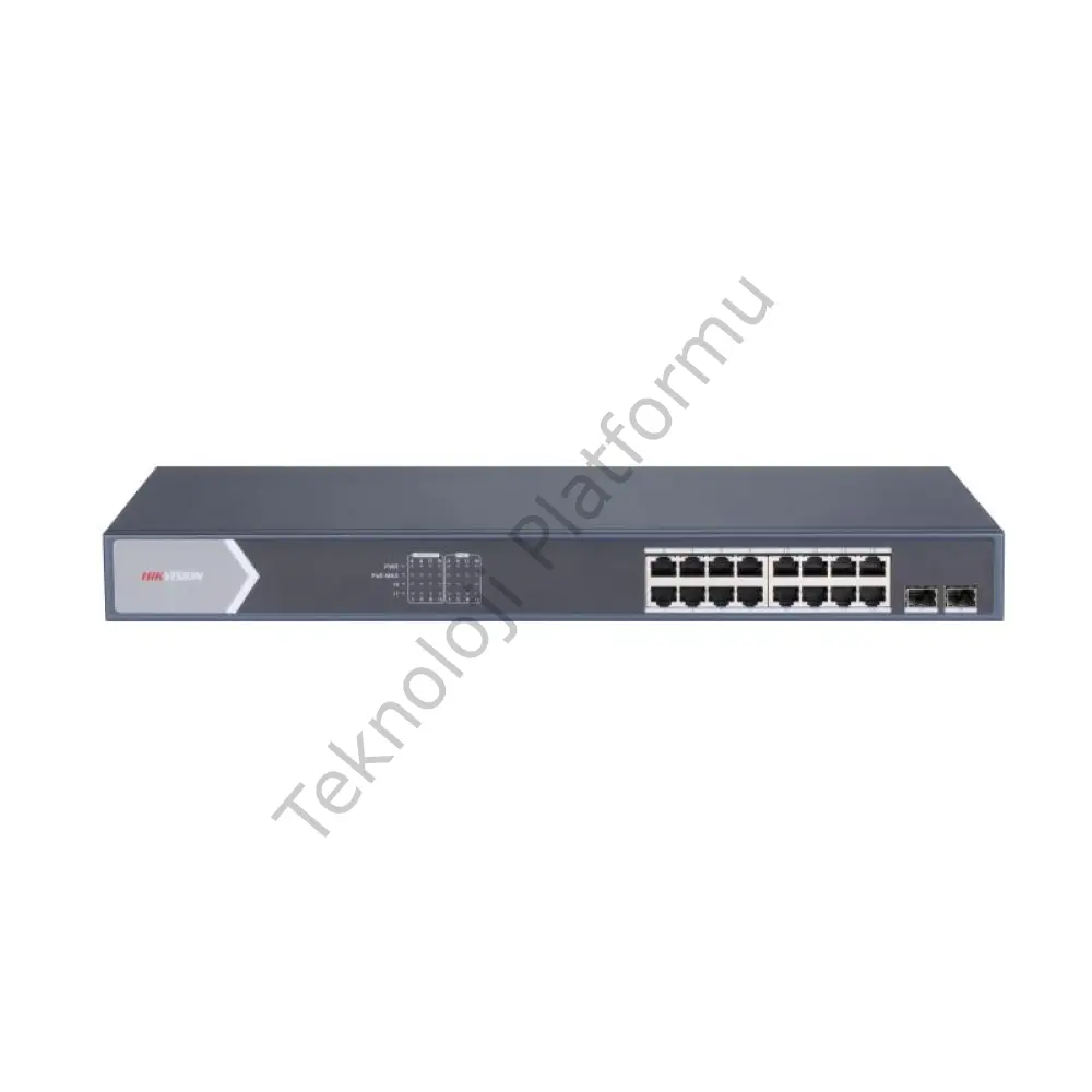 Hikvision DS-3E0518P-E/M Hikvision 16 Port Gigabit RJ-45 Girişli 16 Port 125W PoE ve +2 Port Gigabit SFP Girişli Yönetilmeyen Switch