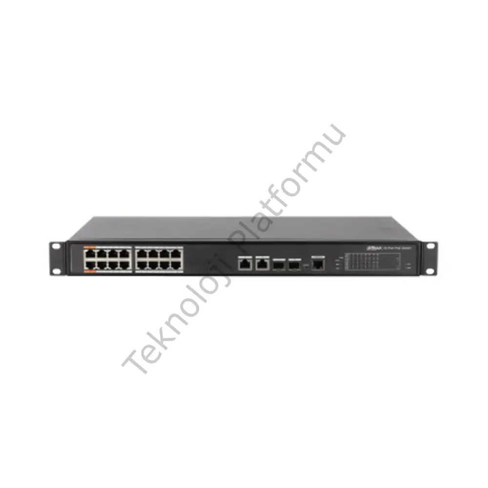 Dahua PFS4218-16ET-240 Dahua 16 Port 10/100 RJ-45 Girişli 16 Port 240W PoE, 2 Port Gigabit RJ-45 Uplink, 2 Port Gigabit SFP Girişli Layer 2 Yönetilir Switch