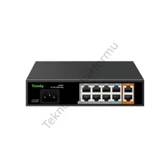 Tiandy PS-1008E-2GI 8 Port 10/100 RJ-45 Girişli 8 Port 120W AI PoE ve 2 Port Gigabit RJ-45 Uplink Yönetilmeyen Switch