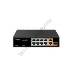 Tiandy PS-1006E2G-2G1SFP 8 Port 6 Portu 10/100, 2 Portu Gigabit RJ-45 Girişli 8 Port 120W AI PoE ve 2 Port Gigabit RJ-45 Uplink, 1 Port SFP Yönetilmeyen Switch