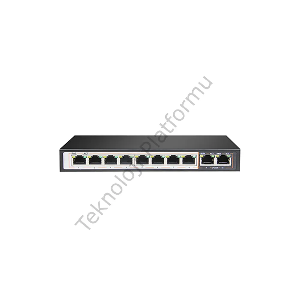 PS-1008G-2G2SFP 8 Port Gigabit RJ-45 Girişli 8 Port 120W AI PoE ve 2 Port Gigabit RJ-45 Uplink, 2 Port SFP Yönetilmeyen Switch