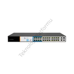 Tiandy PS-1024E-2G2SFP 24 Port 10/100 RJ-45 Girişli 16 Port 300W AI PoE ve 2 Port Gigabit RJ-45 Uplink, 2 Port SFP Yönetilmeyen Switch