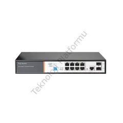 Tiandy YPS-3008G-2SFP-L2 8 Port Gigabit RJ-45 Girişli 8 Port 150W Hi-PoE, 2 Port Gigabit SFP Girişli Layer 2 Yönetilir Switch